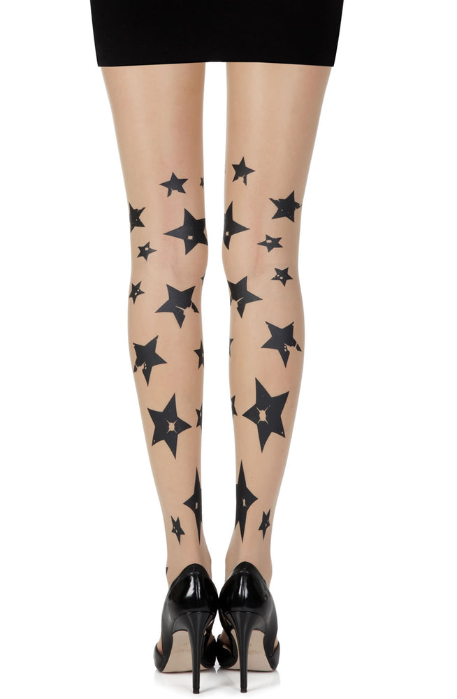 Meia-calça com estampa transparente Zohara "Shooting Stars"
