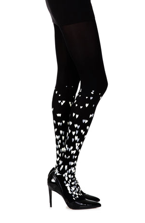 Meia-calça com estampa preta Zohara "Rainha de Copas"