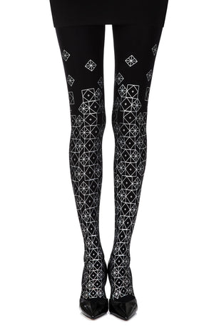 Meia-calça com estampa preta Zohara "Kaleidoscope"