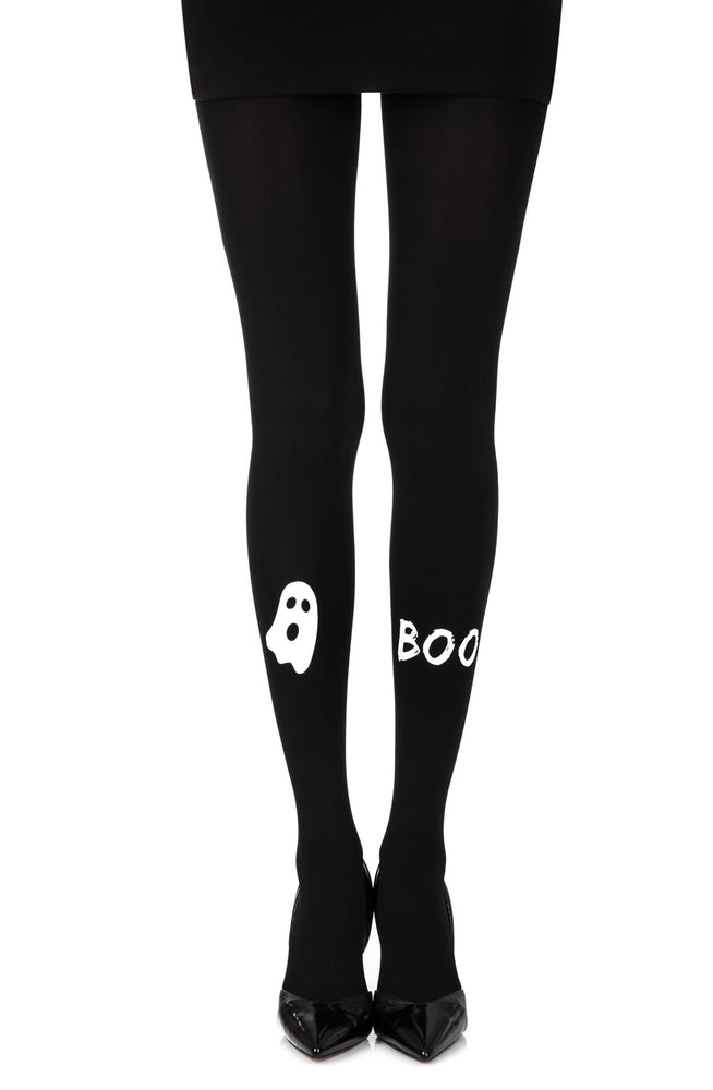 Meia-calça com estampa preta Zohara "Peek A Boo"