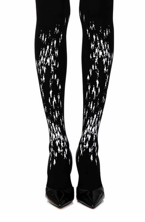 
                
                    Load image into Gallery viewer, Zohara &amp;quot;Walking By&amp;quot; Black Print Tights
                
            