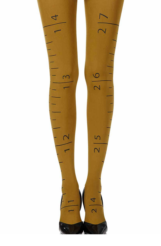 Meia-calça com estampa de mostarda Zohara "fita métrica"
