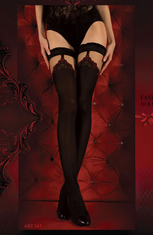
                
                    Load image into Gallery viewer, Ballerina 345 Hold Ups Nero (Black) / Red
                
            