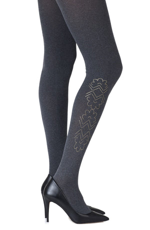 Zohara "Caught In The Metal" Heather Grey Print Tights