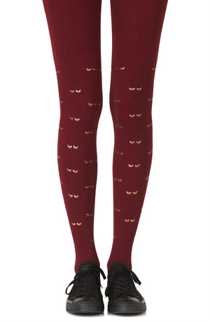 
                
                    Load image into Gallery viewer, Zohara &amp;quot;Daydreaming&amp;quot; Burgundy Print Tights
                
            