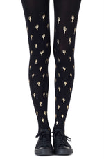 Meia-calça com estampa dourada Zohara "Prickly Pear"