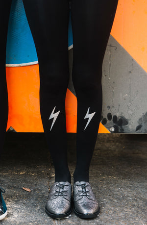 Meia-calça com estampa prateada Zohara "Electric Feel"