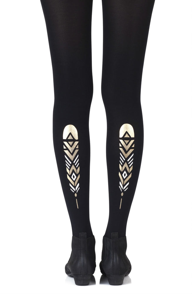 Zohara Birds Of The Same Feather Black Tights