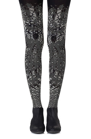 Zohara "Tip The Scale" Light Grey Print Tights