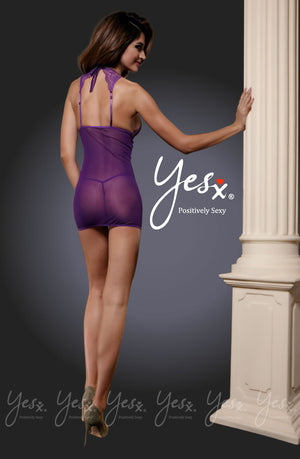 YesX YX630 2pc Dress & Thong Purple